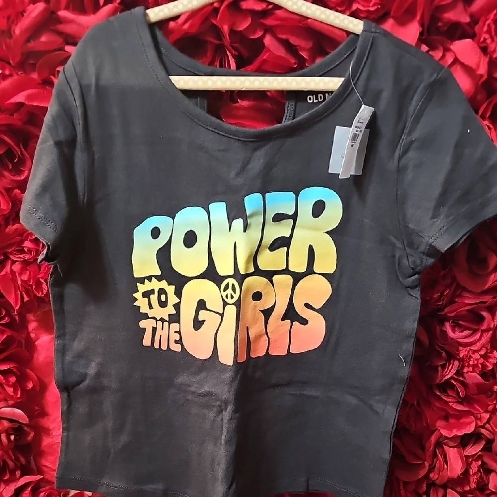 Old Navy NWT Girls Black Graphic Tee Size Medium (8)